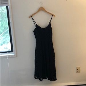 Michael Kors black lace eyelet A-like midi dress